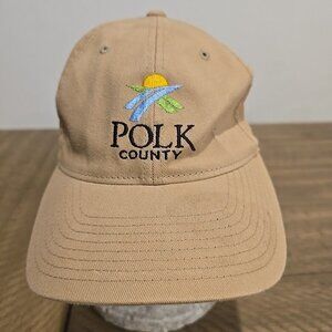 Polk County Florida Hat Cap S-M Flexfit Embroidered Khaki